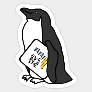 Funny Penguin Says Wash Your Hands Sticker